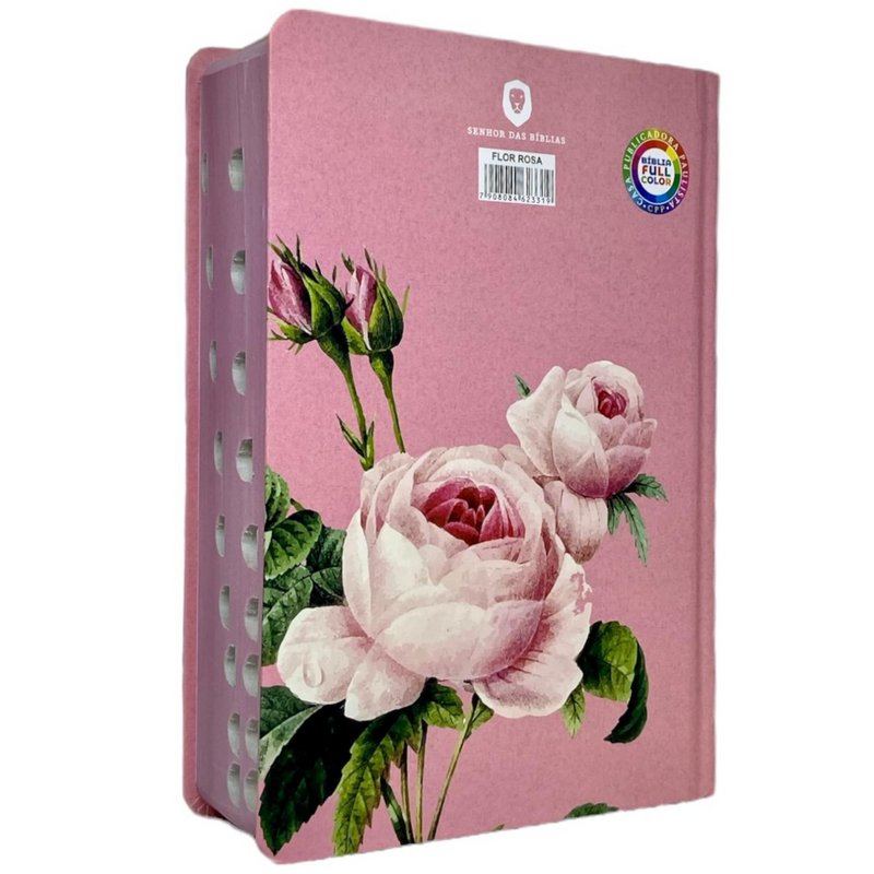 Bíblia Flor Rosa Letra Hipergigante Capa Dura Com Harpa e Índice Feminina Arc