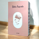 Bíblia Flor Rosa Letra Gigante Capa Brochura Com Índice Lateral Feminina Nvi
