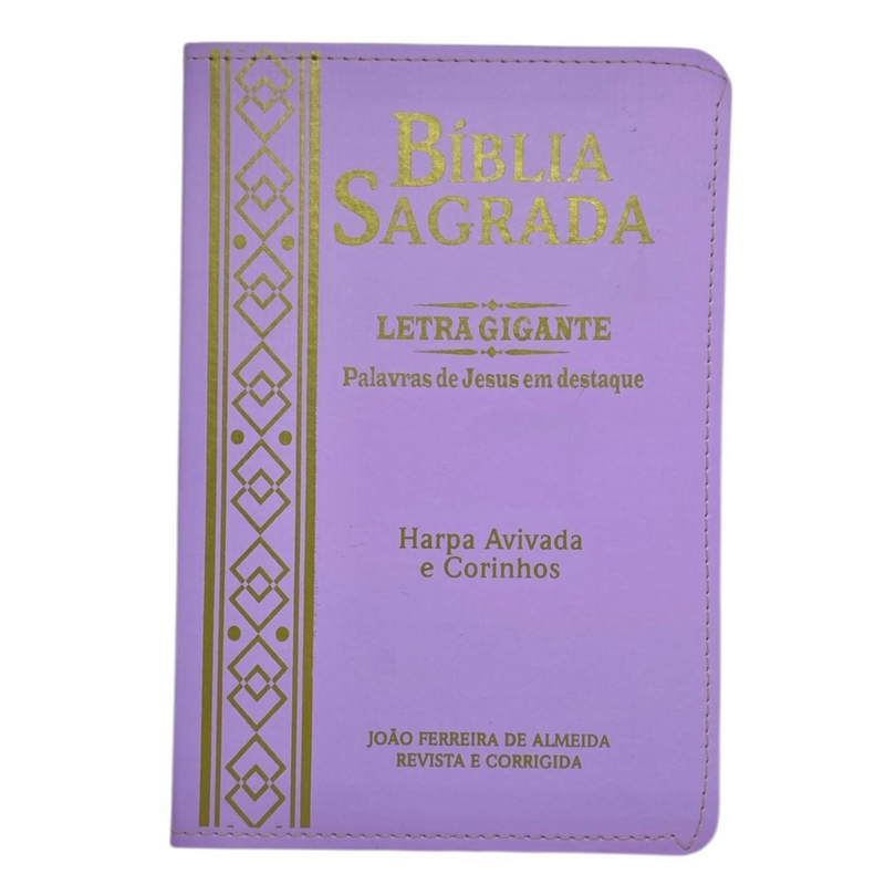 Bíblia Cor Lilás Letra Gigante Capa Flexível Com Harpa e Índice Colorida Arc