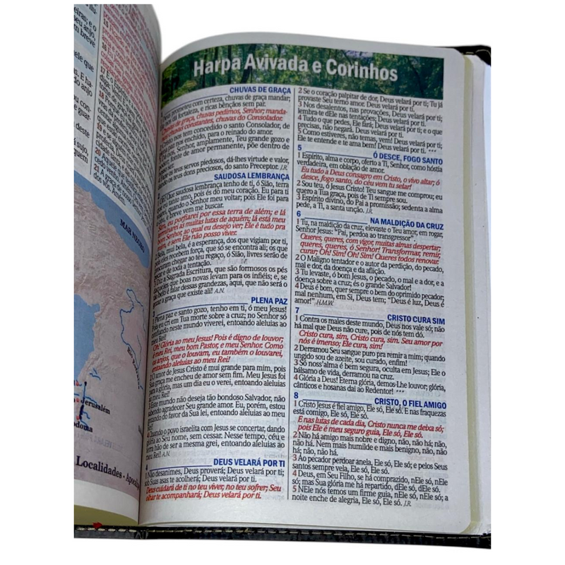 Bíblia Cor Marrom Letra Gigante Capa Flexível Com Harpa e Índice Colorida Arc