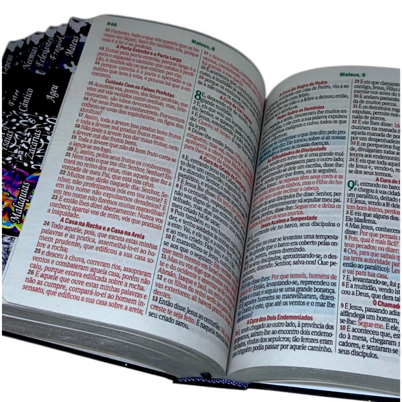 Bíblia Capa Dura Letra Hipergigante Com Abas Índice Adesivo - Leão Universo  Arc Com Harpa