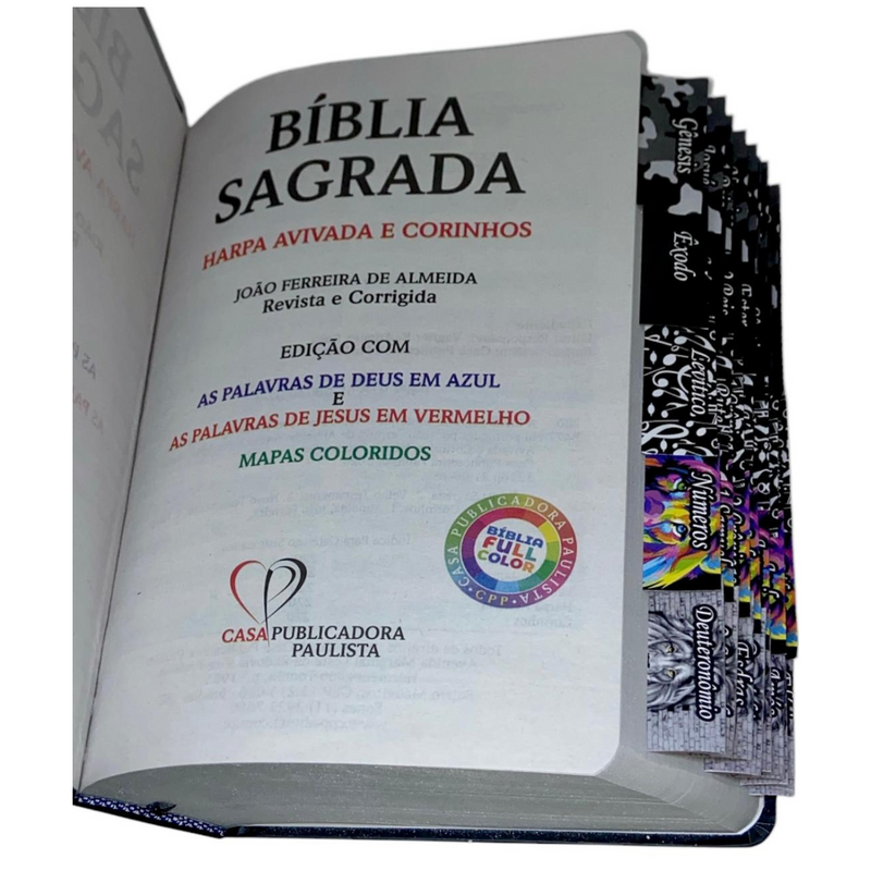 Bíblia Capa Dura Letra Hipergigante Com Abas Índice Adesivo - Leão Universo  Arc Com Harpa