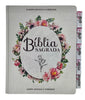 Bíblia Evangélica Letra Jumbo Grande Capa Dura Flor Minimalista Arc Com Harpa e Abas Adesivas
