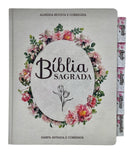 Bíblia Evangélica Letra Jumbo Grande Capa Dura Flor Minimalista Arc Com Harpa e Abas Adesivas