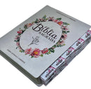 Bíblia Evangélica Letra Jumbo Grande Capa Dura Flor Minimalista Arc Com Harpa e Abas Adesivas
