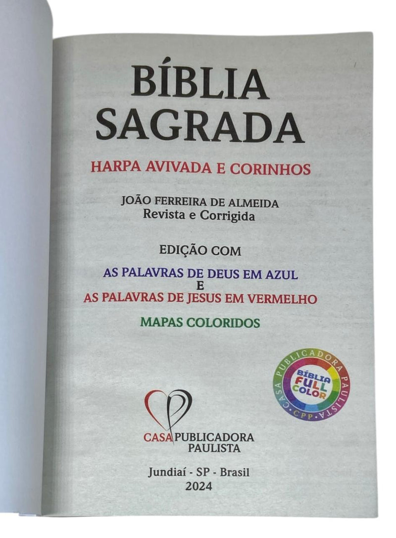 Miolo Para Bíblia Letra Hipergigante Com Harpa e Contra Capa Arc Folha Branca Full Color