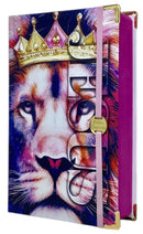 Bíblia Capa Dura com Elástico Rosa e Medalhão Letra Gigante - Leão Coroa