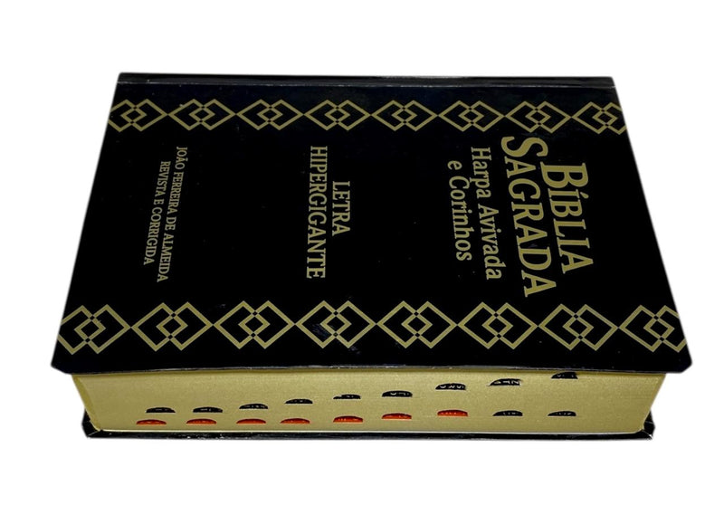 Bíblia Cor Preta Letra Hipergigante Capa Semi Flexível Com Harpa e Índice Colorida Arc