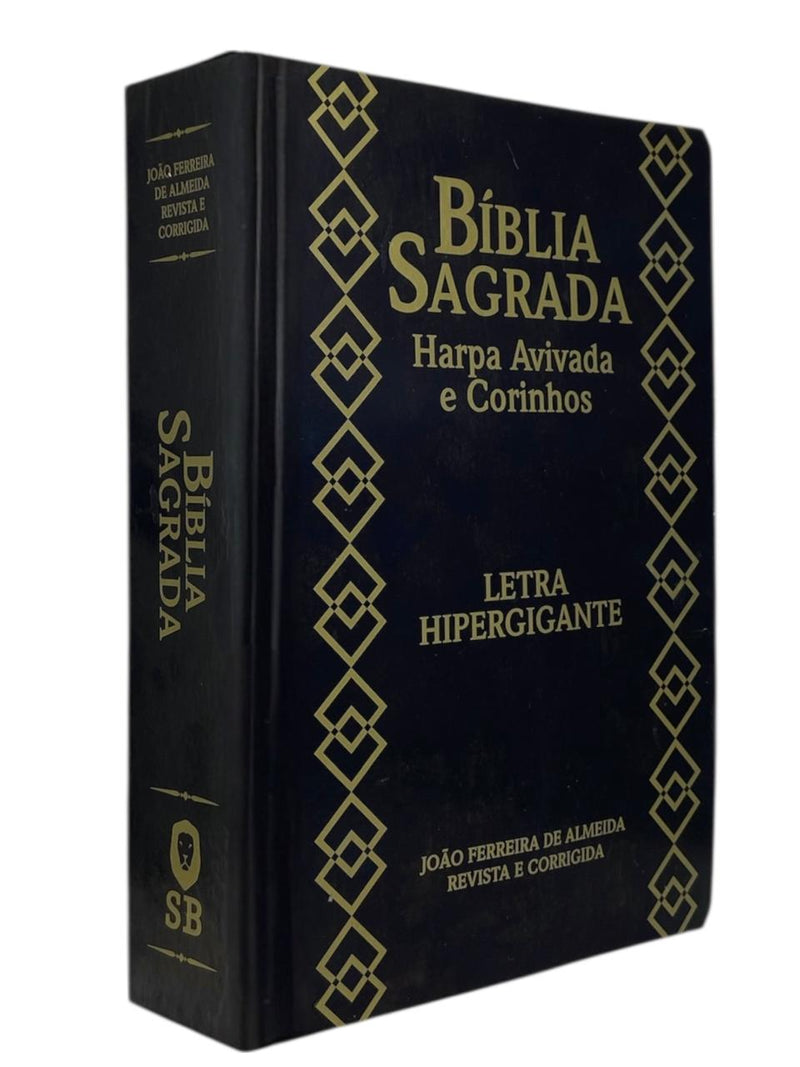 Bíblia Cor Preta Letra Hipergigante Capa Semi Flexível Com Harpa e Índice Colorida Arc