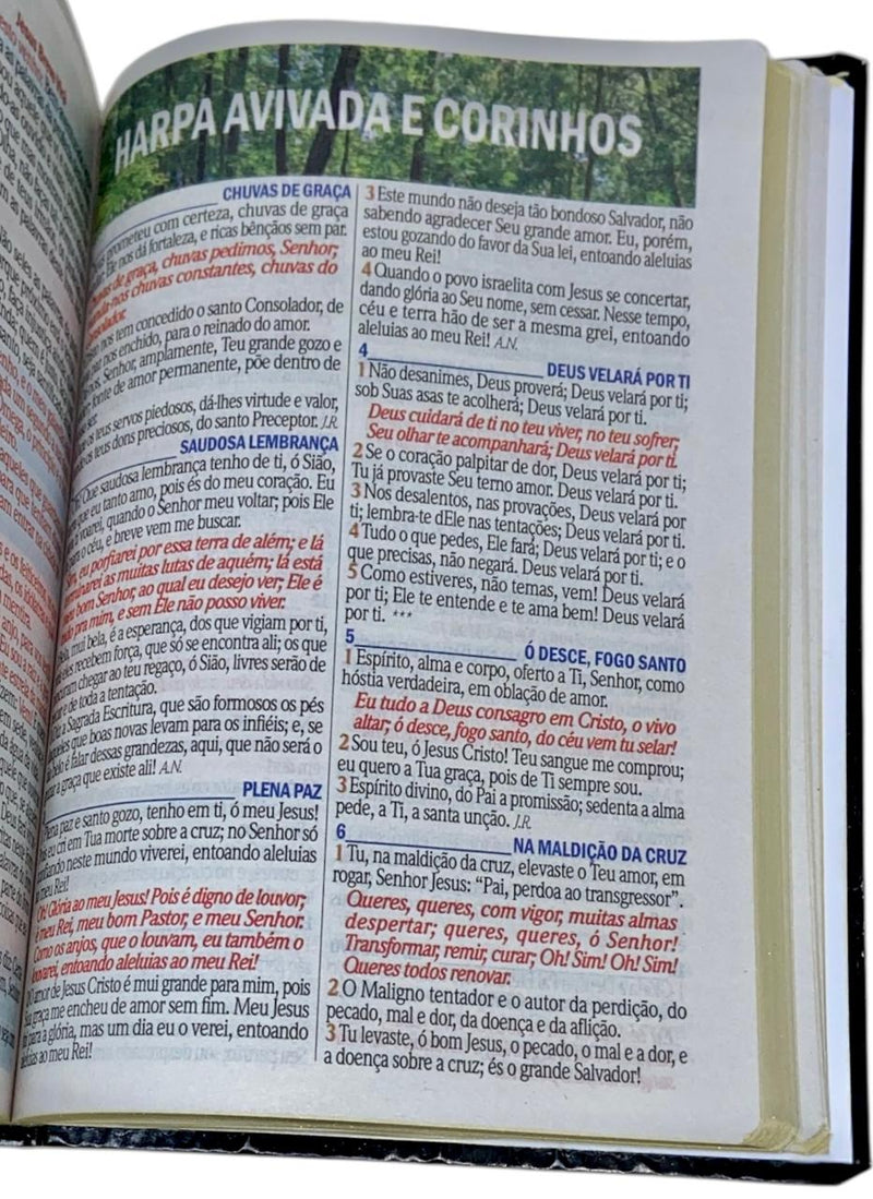 Bíblia Cor Preta Letra Hipergigante Capa Semi Flexível Com Harpa e Índice Colorida Arc