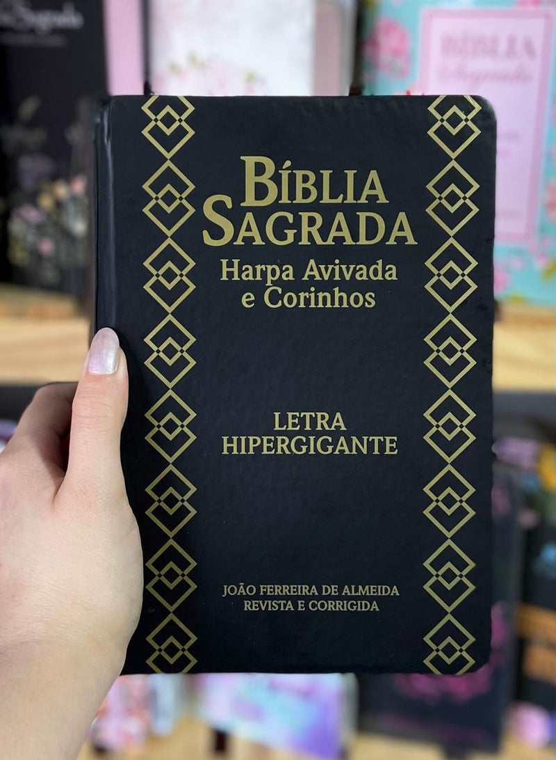 Bíblia Cor Preta Letra Hipergigante Capa Semi Flexível Com Harpa e Índice Colorida Arc