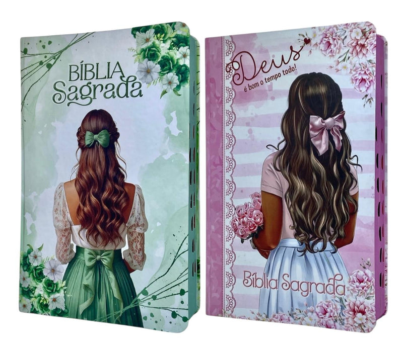 Kit 2 Bíblias Sagrada - Capa Semi Flexivel Letra Gigante Sou Amada e Deus é Bom - Arc