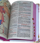 Bíblia Capa Dura Com Elástico Rosa E Medalhão Letra Gigante Com Harpa - Leão Flores Rosa E Índice