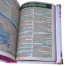 Bíblia Capa Dura Com Elástico Rosa E Medalhão Letra Gigante Com Harpa - Leão Flores Rosa E Índice