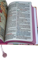 Bíblia Sagrada Letra Hipergigante PPM Capa Dura Flor Rosa Feminina Com Harpa ARC