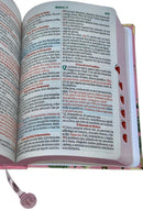 Bíblia Sagrada Letra Hipergigante PPM Capa Dura Flor Rosa Feminina Com Harpa ARC e Índice