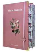 Bíblia Sagrada Letra Hipergigante PPM Capa Dura Flor Rosa Feminina Com Harpa e Abas Adesivas ARC