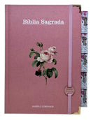 Bíblia Sagrada Letra Hipergigante PPM Capa Dura Flor Rosa Feminina Com Harpa e Abas Adesivas ARC