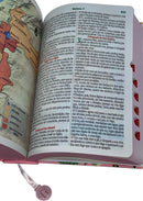 Bíblia Sagrada Letra Hipergigante PPM Capa Dura Flor Rosa Feminina Com Harpa ARC e Índice