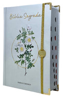 Bíblia Sagrada Letra Hipergigante PPM Capa Dura Flores Branca Feminina Com Harpa ARC Com Índice