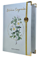 Bíblia Sagrada Letra Hipergigante PPM Capa Dura Ramos Branca Feminina Com Harpa ARC