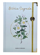 Bíblia Sagrada Letra Hipergigante PPM Capa Dura Flores Branca Feminina Com Harpa ARC Com Índice