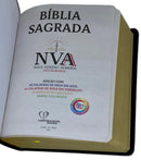 Bíblia Letra Grande tijolinho NVA Capa PU luxo Preta  - Full Color