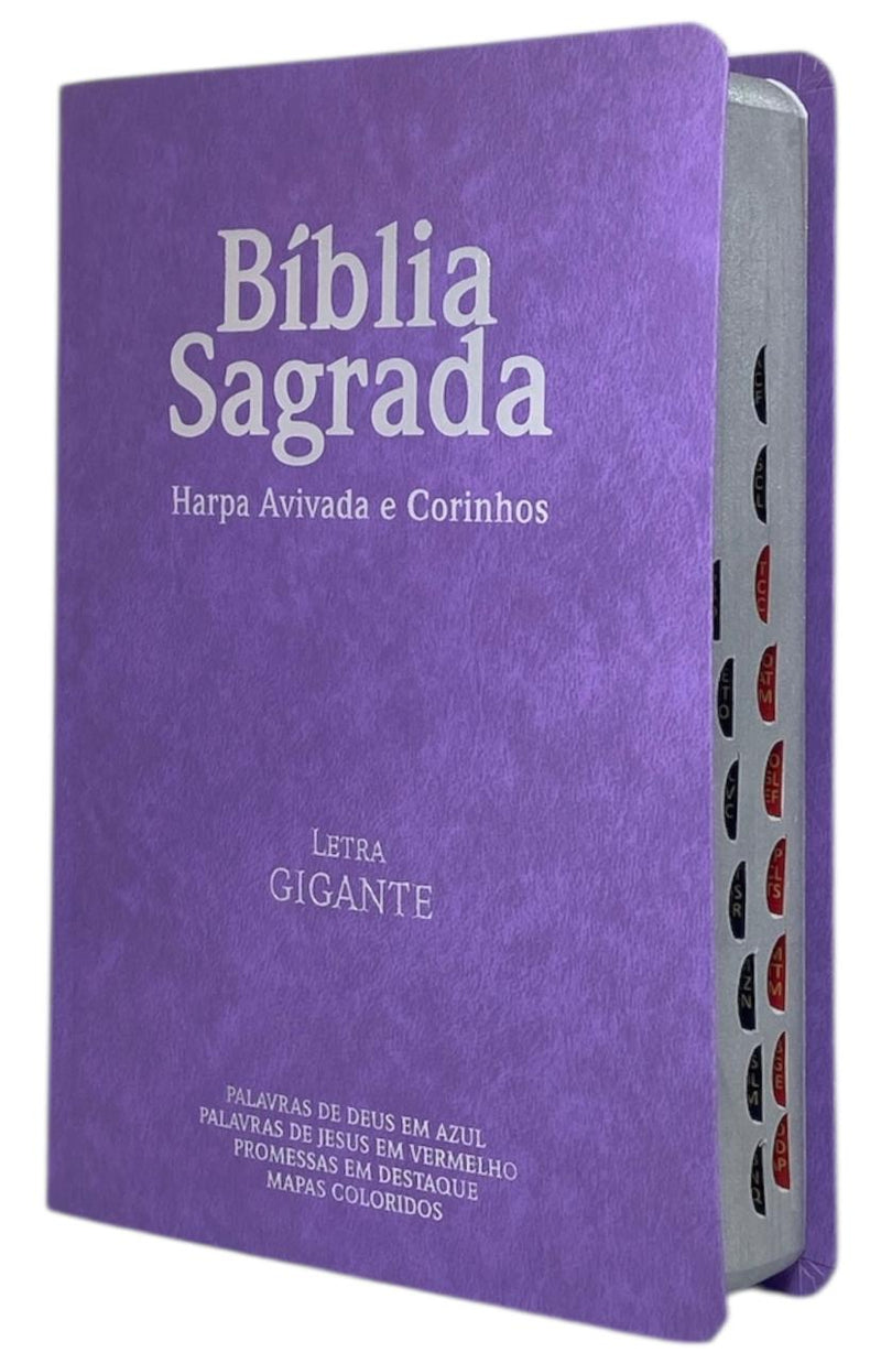 Bíblia Cor Lilás Letra Gigante Capa Semi Flexível Com Harpa e Índice Colorida Arc
