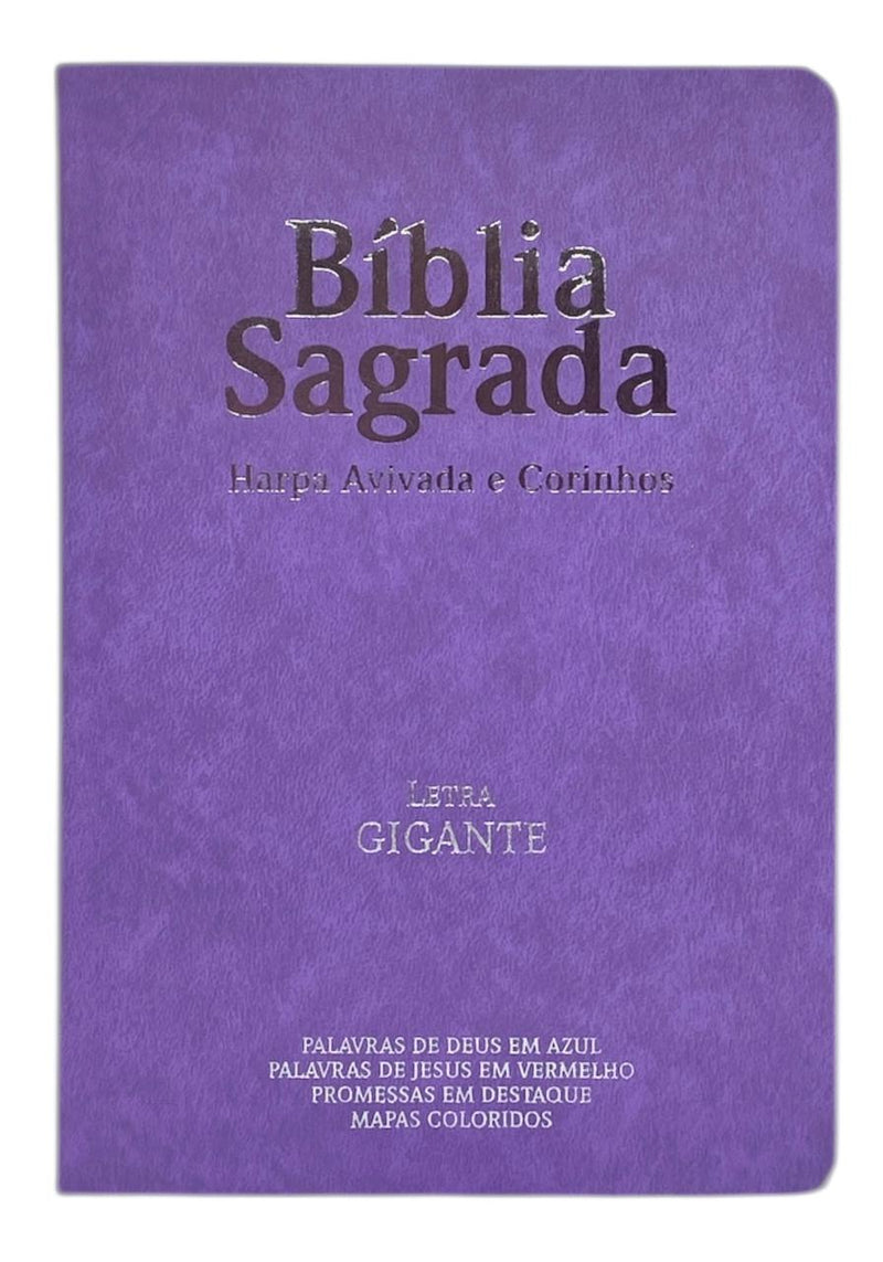 Bíblia Cor Lilás Letra Gigante Capa Semi Flexível Com Harpa e Índice Colorida Arc