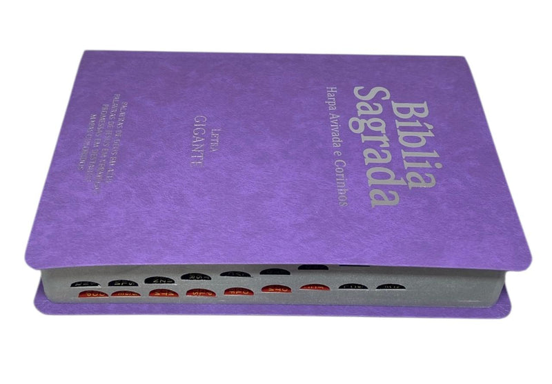 Bíblia Cor Lilás Letra Gigante Capa Semi Flexível Com Harpa e Índice Colorida Arc