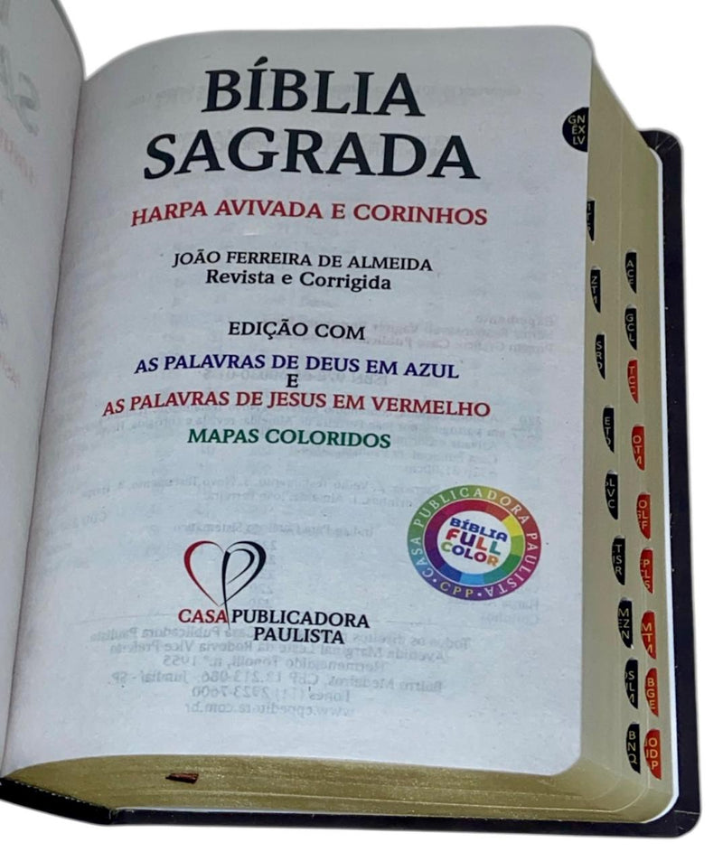 Bíblia Cor Marrom Letra Gigante Capa Semi Flexível Com Harpa e Índice Colorida Arc