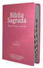 Bíblia Cor Rosa Letra Gigante Capa Semi flexível Com Harpa e Índice Colorida Arc