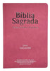 Bíblia Cor Rosa Letra Gigante Capa Semi flexível Com Harpa e Índice Colorida Arc