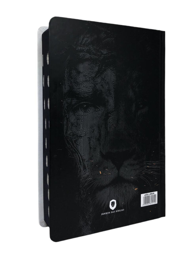 Bíblia Leão Jesus Letra Gigante Capa Dura Com Harpa e Índice Masculina Arc