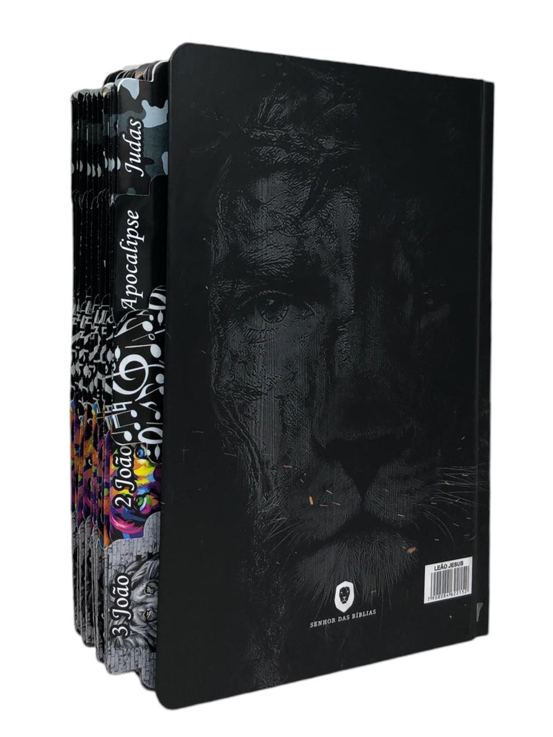 Bíblia Leão Jesus Letra Gigante Capa Dura Com Harpa E Abas Masculina Arc