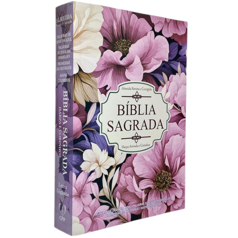 Bíblia Jardim Lilás Letra Gigante Capa Brochura Com Harpa Feminina Arc