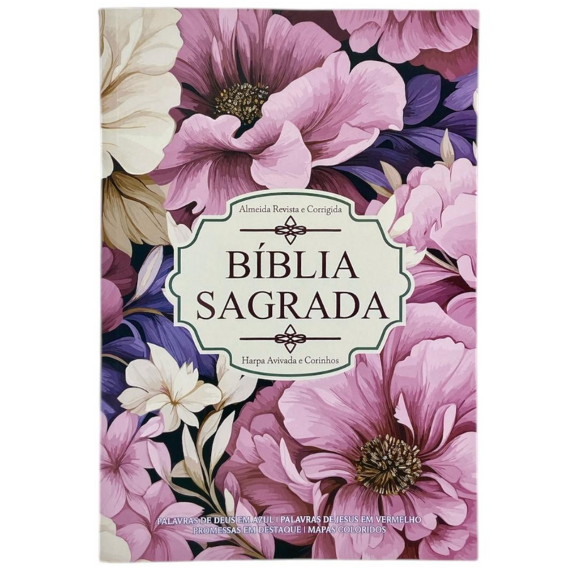 Bíblia Jardim Lilás Letra Gigante Capa Brochura Com Harpa Feminina Arc