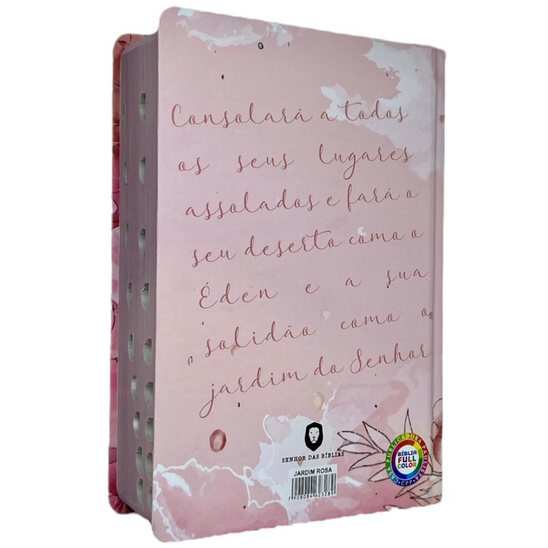 Bíblia Jardim Rosa Letra Hipergigante Capa Dura Com Harpa e Índice Feminina Arc