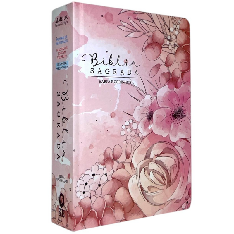 Bíblia Jardim Rosa Letra Hipergigante Capa Dura Com Harpa Feminina Arc
