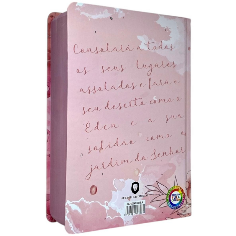 Bíblia Jardim Rosa Letra Hipergigante Capa Dura Com Harpa Feminina Arc