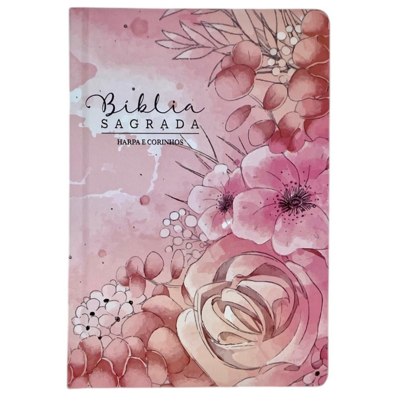 Bíblia Jardim Rosa Letra Hipergigante Capa Dura Com Harpa Feminina Arc