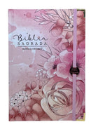 Bíblia Sagrada Letra Hipergigante PPM Capa Dura Jardim Rosa Feminina Com Harpa ARC