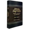 Bíblia Arabesco Café e Preta - Marrom Letra Gigante Capa Flexível Luxo Pu Com Harpa e Índice Masculina Arc