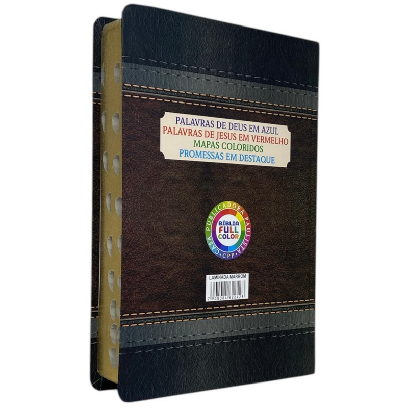 Bíblia Arabesco Café e Preta - Marrom Letra Gigante Capa Flexível Luxo Pu Com Harpa e Índice Masculina Arc