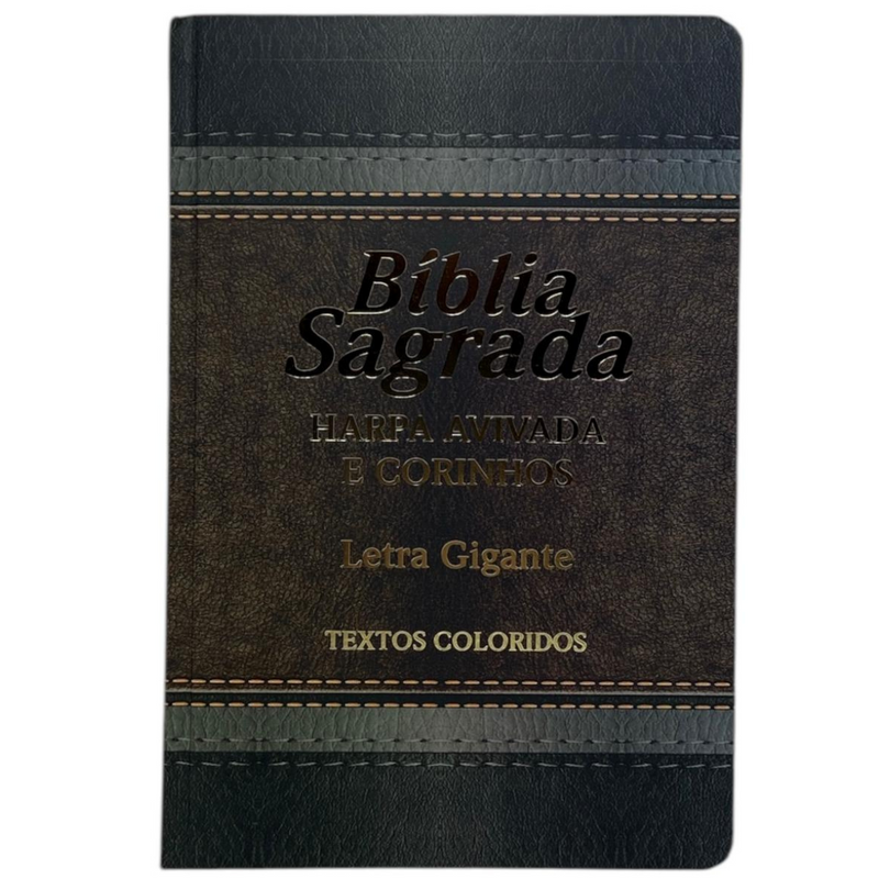 Bíblia Cor Marrom Letra Gigante Capa Laminada Com Harpa Feminina e Masculina Arc