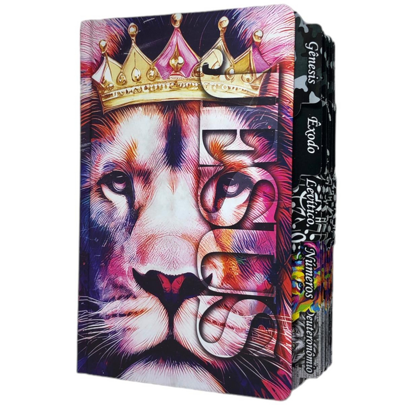 Bíblia Leão Coroa Letra Gigante Capa Dura Com Harpa E Abas Adesivas Já Coladas Masculina Arc