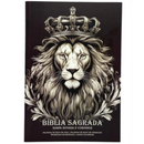 Bíblia Leão P&B Letra Gigante Capa Brochura Com Harpa Masculina Arc