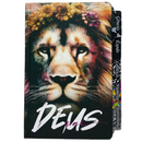 Bíblia Leão Deus Pai Letra Gigante Capa Dura Com Harpa E Abas Adesivas Já Coladas Feminina Arc