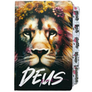 Bíblia Leão Deus Pai Letra Gigante Capa Dura Com Harpa E Abas Adesivas Já Coladas Feminina Arc