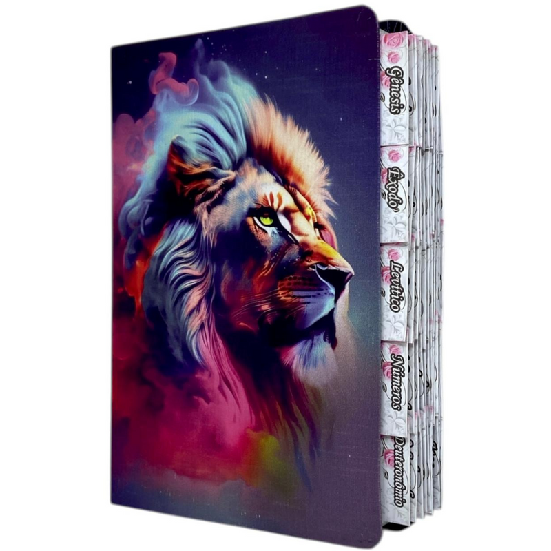 Bíblia Leão Estrela Color Letra Gigante Capa Flexível Com Harpa E Abas Coladas Feminina Arc